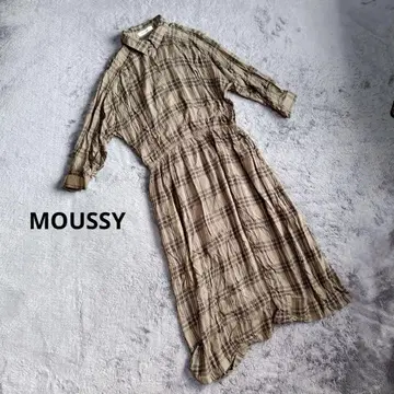 MOUSSY 베이지 계열 체크 셔츠 원피스 사이즈 F