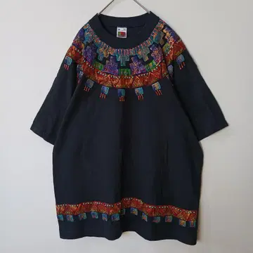 90년대 USA제 Fruit of the Loom 자수 빅 티셔츠 XL