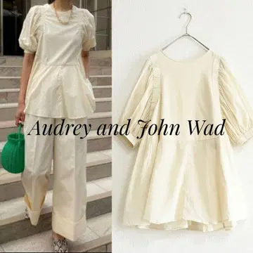 Audrey and John Wad 인도 코튼 퍼프 슬리브 롱 블라우스
