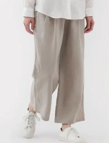 무인양품 미사용 새상품 여성 린넨 워시드 이지 와이드 팬츠 베이지 L