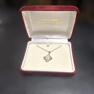 Mikimoto 진주 실버 스퀘어 목걸이