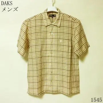 DAKS 반팔 셔츠 M 베이지 계열 체크 새상품급