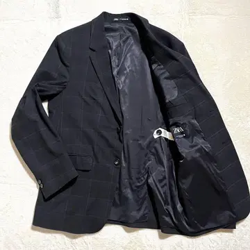 ZARA 테일러드 자켓 싱글 체크 무늬 캐주얼 자켓