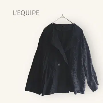 L'EQUIPE [38] 긴팔 면 자켓 겉옷 블랙 시어서커 봄/여름