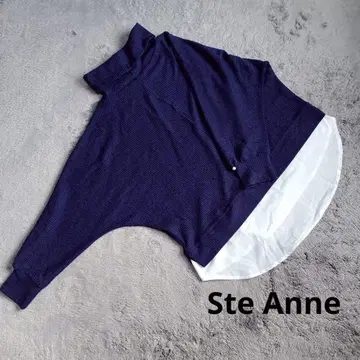 Ste Anne 네이비 터틀넥 스웨터 레이어드 스타일