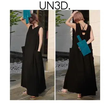 UN3D. 빅 포켓 플레어 원피스 블랙 38 안스 리드 블랙 M