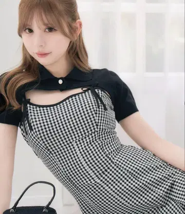 미셸 마카롱 숏 볼레로 앙상블 깅엄 원피스