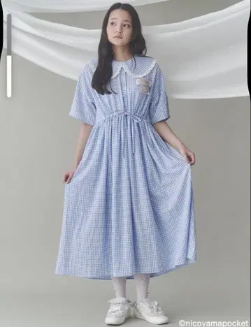 메리제니 코야마 포케 앉은 코알라 봉제 인형 깅엄 체크 원피스