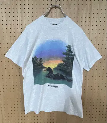 FRUIT OF THE LOOM 90s 덕 프린트 티셔츠 USA제