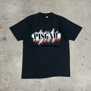 80s 메시 프린트 T USA제 싱글 스티치 페이드
