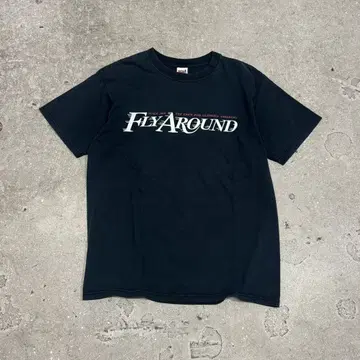 00s FLY AROUND 2001 프린트 T USA Y2K 페이드