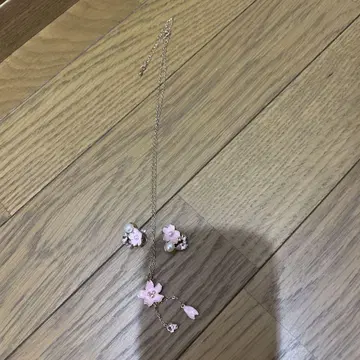 디즈니 미키 벚꽃 목걸이 귀찌 세트