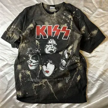 KISS 그래픽 티셔츠 LARGE 타이다이 백 프린트