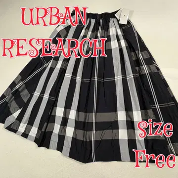 URBAN RESEARCH 빅 체크 개더 스커트 네이비 FREE