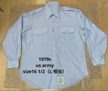 1979s us army 미군 드레스 셔츠 블루 L 밀리터리