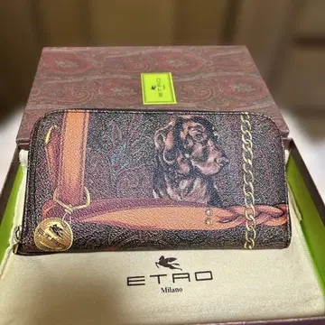 ETRO 강아지 패턴 지퍼 라운드 롱 지갑