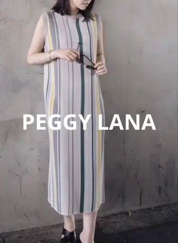 PEGGY LANA 스트라이프 슬리브리스 니트 원피스