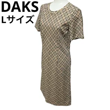 DAKS 닥스 L 사이즈 롱 원피스 스테디셀러 체크 컷워크 넥