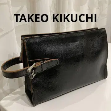 TAKEO KIKUCHI 블랙 가죽 클러치 백 세컨드 백 블랙