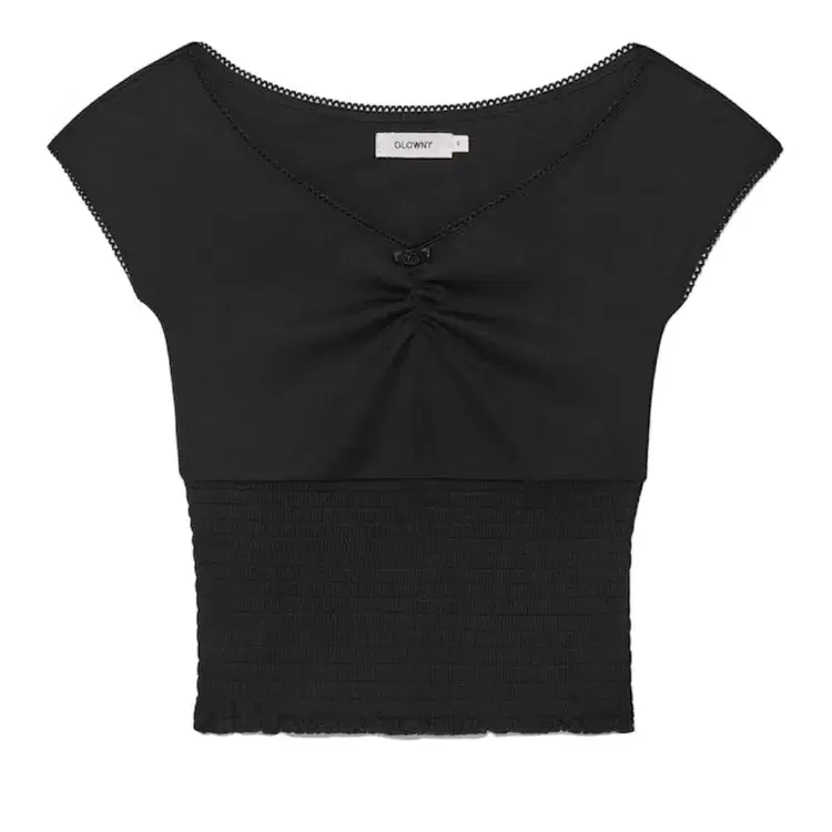 ★GLOWNY★ CHAMBER CROP TEE BLACK GY24FATS002BK CHAMBER CROP TEE (BLACK) - GLOWNY