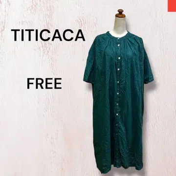 티티카카 TITICACA 루즈한 밴드 카라 원피스 페이즐리 무늬 그린