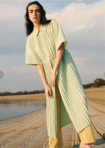 LE CIEL BLEU Pleated Shirt Dress 플리츠 원피스