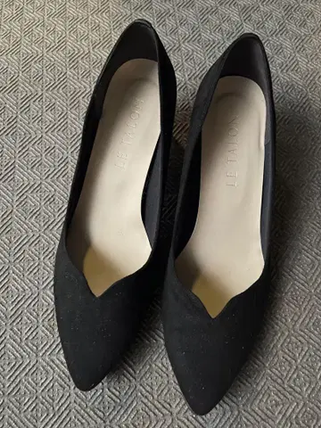 LE TALON 블랙 스웨이드 펌프스 25cm