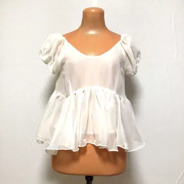 snidel 스나이델 시어 쉬폰 퍼프 슬리브 상의 화이트 프리