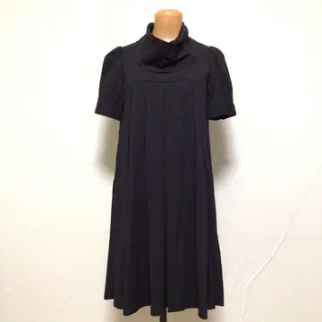 SCOT CLUB 볼륨 넥 디자인 원피스 네이비 프리