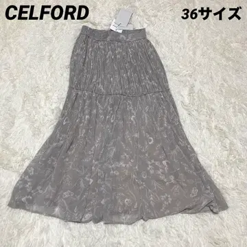 새상품 CELFORD 앨리스 디즈니 콜라보 플리츠 스커트 그레이 올 패턴