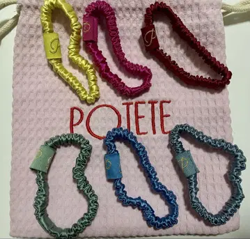 POTETE 실크 스크런치 6개 세트 파우치 포함