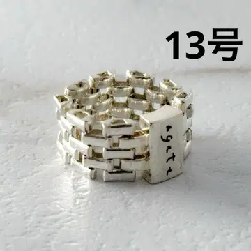 레어 agete 실버 로고 플레이트 와이드 반지 링크 13호