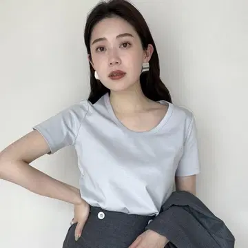 애뉴언스 실크 터치 코튼 U넥 티셔츠