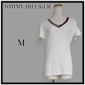 TOMMY HILFIGER 타미힐피거 반팔 티셔츠 V넥 화이트