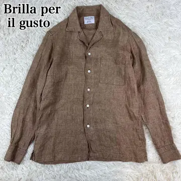 Brilla per il gusto 알비니 린넨 솔리드 오픈 카라 셔츠