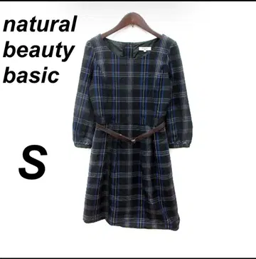 새상품급 NATURAL BEAUTY BASIC 원피스 긴팔 S 체크 무늬