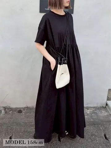 laulea shop 개더 맥시 원피스