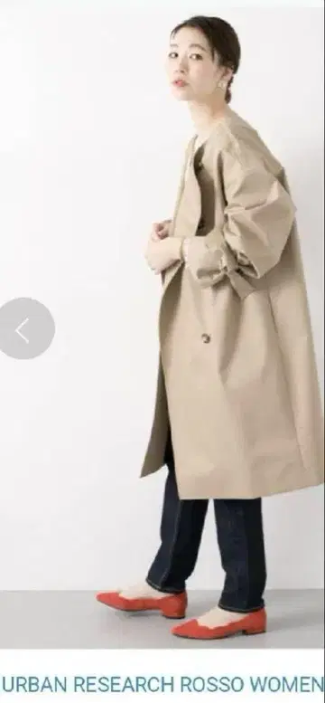어반 리서치 로쏘 리본 슬리브 노카라 코트 트렌치코트