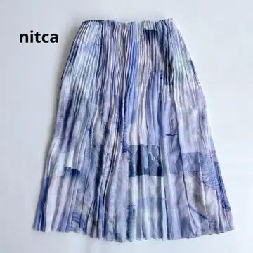 nitca 니토카 잉크젯 프린트 플리츠 스커트 허리 밴딩 F