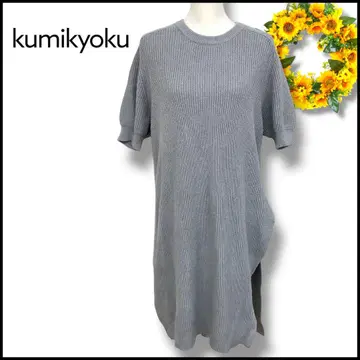 kumikyoku 튜닉 반팔 니트 슬릿 6 빅 사이즈