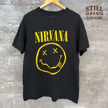 2000년대~ NIRVANA SMILE 밴딩 티셔츠 밑단 소매 싱글