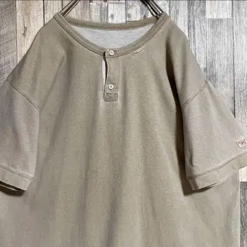 Papas 로고 택 헨리넥 티셔츠 샌드 베이지 M 구제 의류