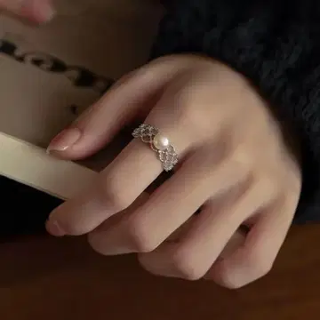 No.754 pearl lace ring: 펄 실버 반지 반지
