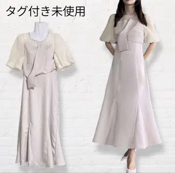 택 포함 * JUNOAH 뷔스티에풍 머메이드 원피스 [XL] 핑크 계열
