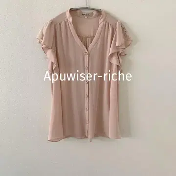 새상품급 Apuwiser-riche 핑크 버튼 셔츠 프릴 블라우스 M 2