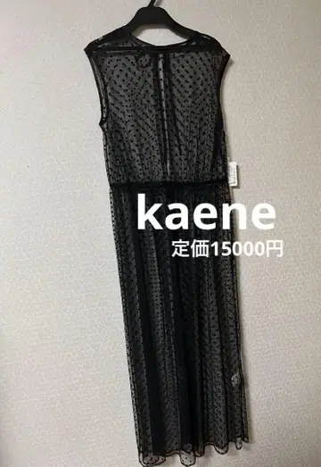 kaene 블랙 도트 슬리브리스 롱 원피스 F