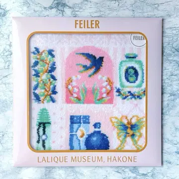 미사용 새상품 FEILER 페이러 손수건 하코네 라릭 미술관 블루