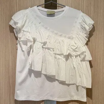 UNITED ARROWS 프릴 티셔츠 화이트