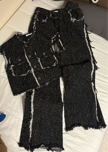 SLY 블랙 셋업 데님 GRAIN TWEED