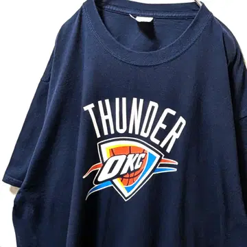 NBA 오클라호마 시티 썬더 로고 티셔츠 네이비 컬러 XL 구제 의류